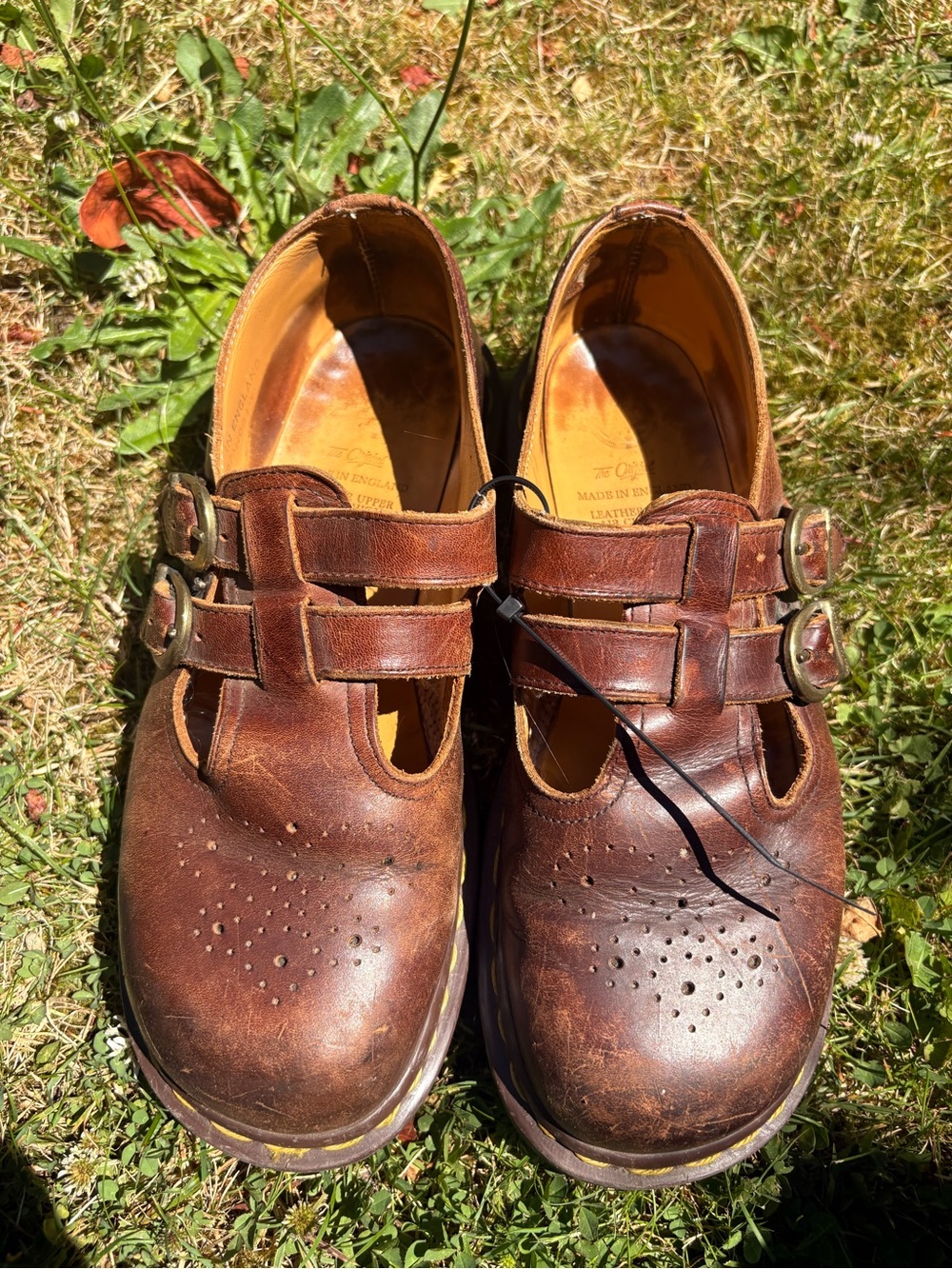 Dr. Martens Brown Leather Double-Strap Mary Jane Shoes